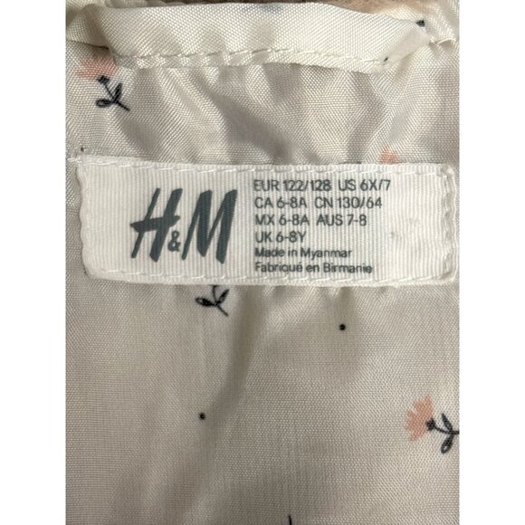 H&M Girls Beige Faux Fur Vest Lined With Floral Print Size 6-8Y - Picture 3 of 6